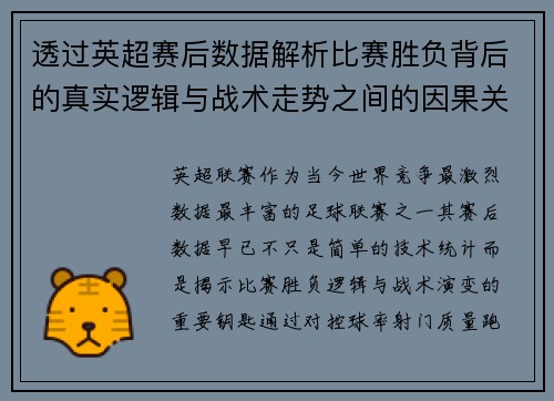 透过英超赛后数据解析比赛胜负背后的真实逻辑与战术走势之间的因果关系